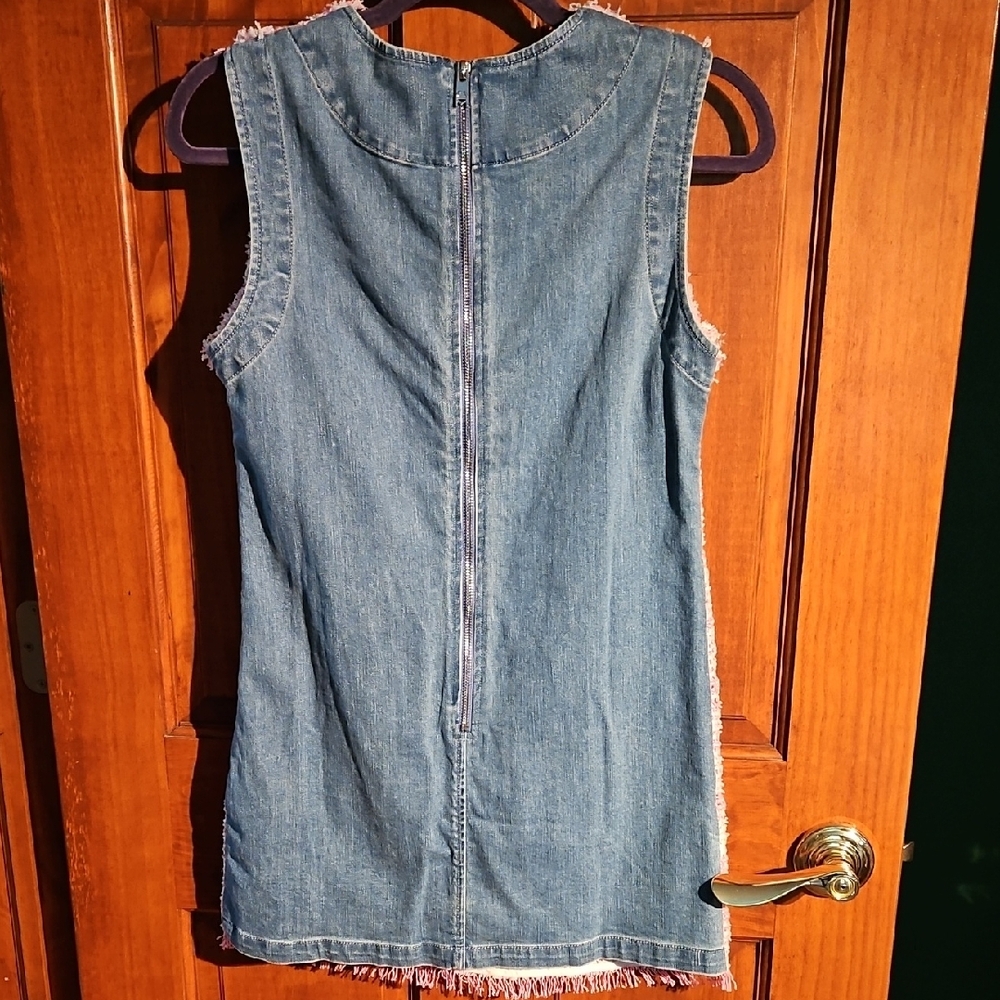 Laurence & Chico Pink Tweed With Pearls And Denim Tweed Dress, Size Small - Picture 3 of 5